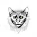 a black cat with teo heads, tails and bat wing, darker scary vibe tattoo design idea