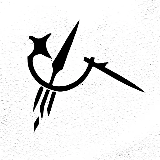 pitchfork in garden under moonlight tattoo design idea