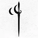 pitchfork in garden under moonlight tattoo design idea