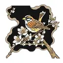 white throated sparrow perched on cherry blossoms   tattoo design idea
