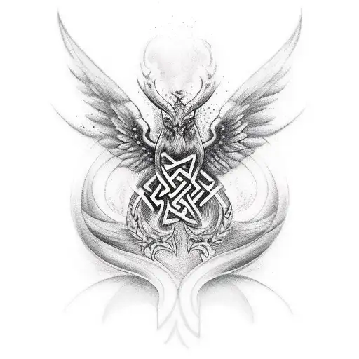 Nordic, misty, mystic, runes tattoo design idea