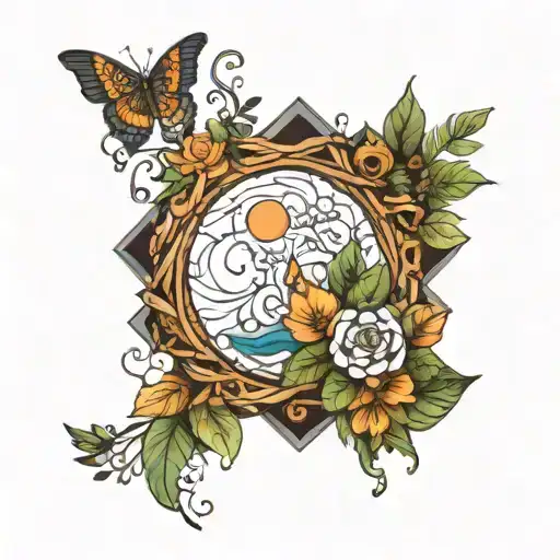 earthy elements tattoo design idea