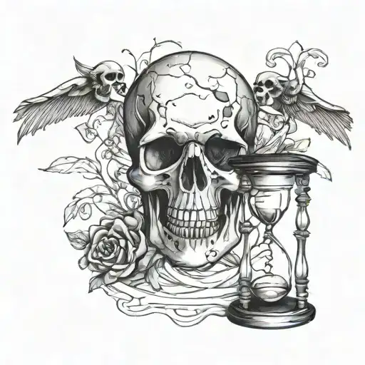 memento mori memento vivere skull hourglass time flies enjoy the day tattoo design idea