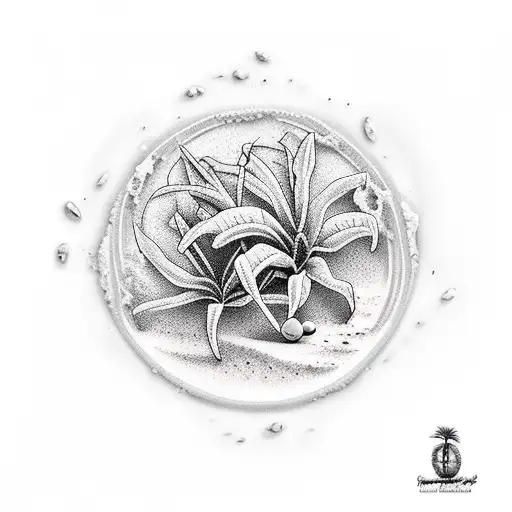 tropical resort beach view tattoo design idea