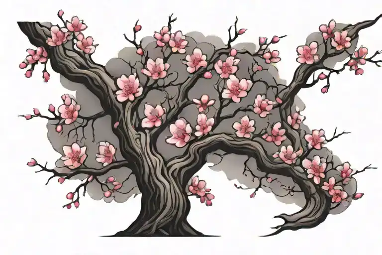 cherry blossom tree tattoo design idea