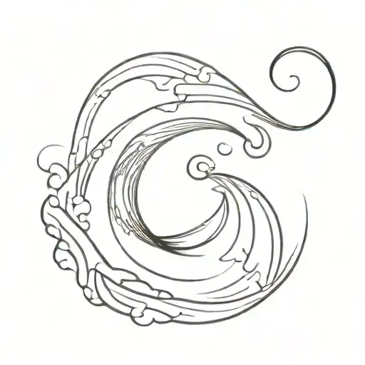 wave with the letter s letter tattoo design idea