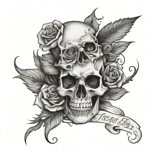 skull and rose with Tanya written inside representing the client's tattoo design idea