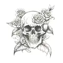 skull and rose with Tanya written inside representing the client's tattoo design idea