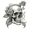 skull and rose with Tanya written inside representing the client's tattoo design idea