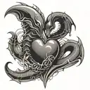 scorpion and dolphin forming heart tattoo design idea