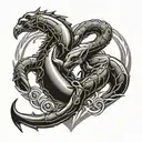 scorpion and dolphin forming heart tattoo design idea