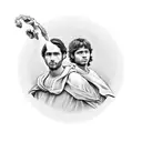 Miguel, Raphael, and Miguel holding hands in a circle tattoo design idea