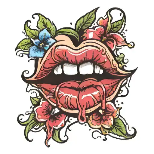 lips and tongue bleed  tattoo design idea