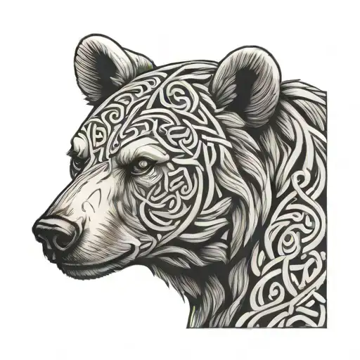 celtic bear head tattoo design idea