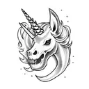 unicorn skull tattoo design idea