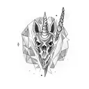 unicorn skull tattoo design idea