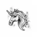 unicorn skull tattoo design idea