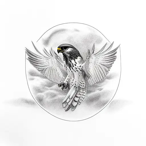 falcon flying tattoo design idea