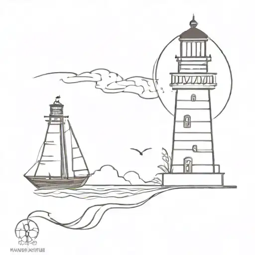 lighthouse guiding ships tattoo design idea