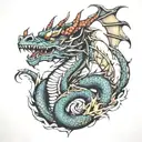 FINE LINE DRAGON tattoo design idea