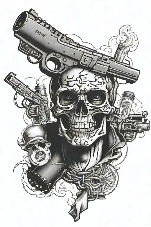 drug cartel theme sleeve tattoo design idea