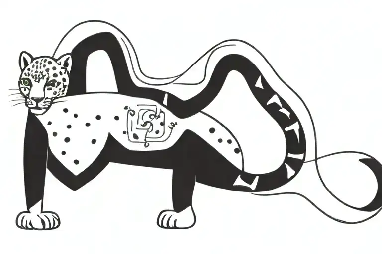 Having a snow leopard on it which represents bravenes and geometrical designs to represent positivity tattoo design idea