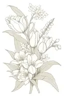 tulip hydrangeas lily of the valley bouquet tattoo design idea