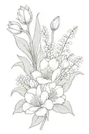 tulip hydrangeas lily of the valley bouquet tattoo design idea