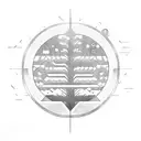cyberpunk tree buddhist petal structure and viking runes paintbrush swoosh tattoo design idea