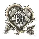 clam shell outline with the initials BH tattoo design idea