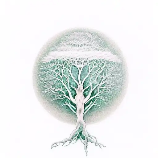 Tree of Life with kodama represting sephirath  tattoo design idea