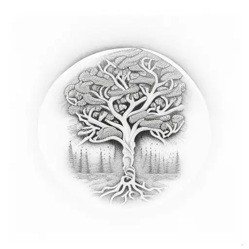 Tree of Life with kodama represting sephirath  tattoo design idea