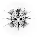 Jason voorheens, Michael Myers and ghost face black and white  tattoo design idea