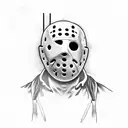 Jason voorheens, Michael Myers and ghost face black and white  tattoo design idea