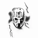 Jason voorheens, Michael Myers and ghost face black and white  tattoo design idea