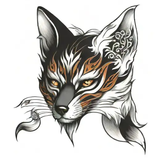 kitsune mask tattoo design idea