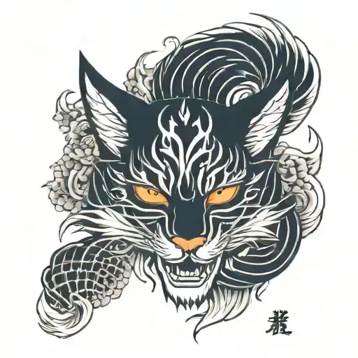 kitsune mask tattoo design idea