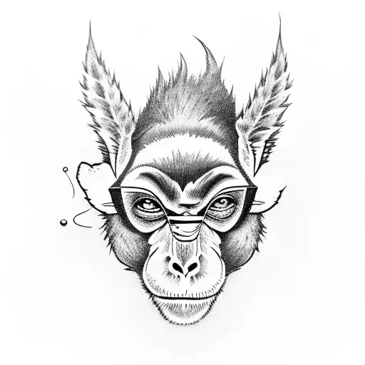 monkey with purple back pack riding a donkey tattoo design idea