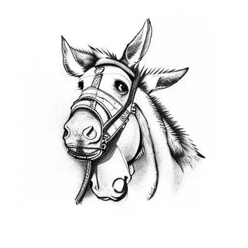 mokey with purple back pack riding a donkey tattoo design idea