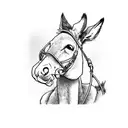 mokey with purple back pack riding a donkey tattoo design idea