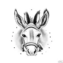 mokey with purple back pack riding a donkey tattoo design idea