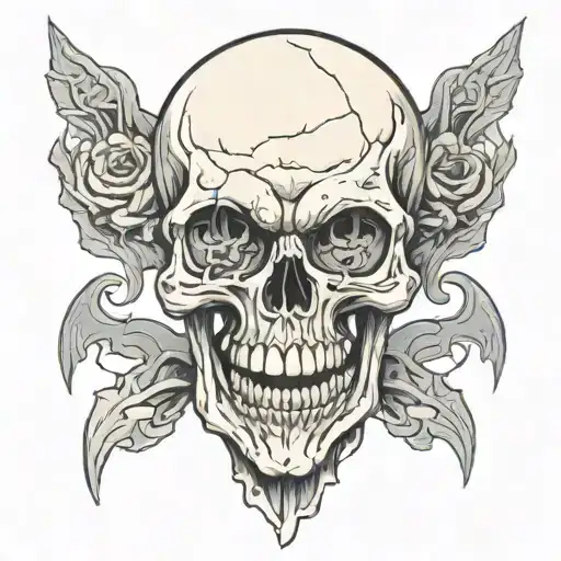 Skull with the jaw off tattoo design idea