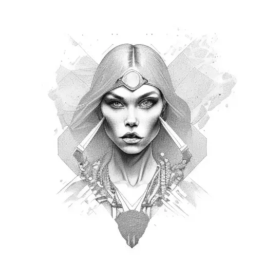 A portrait of a strong and empowered woman, symbolizing the client's admiration for women tattoo design idea