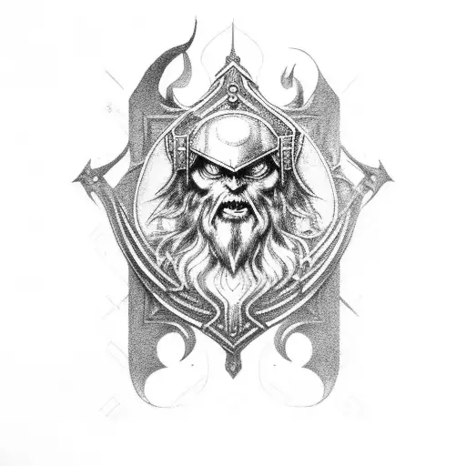 Odin raven throne Dark  tattoo design idea