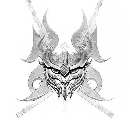 Odin raven throne sword Dark  tattoo design idea