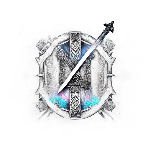 Odin raven throne sword Dark  tattoo design idea