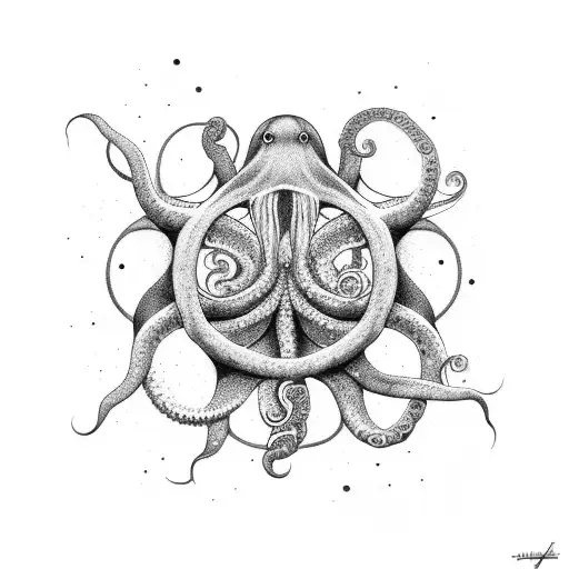 space, octopus, Fibonacci  sequence, universe, film tattoo design idea