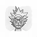 Rick and Morty characters exploring a pixelated mountain range tattoo design idea