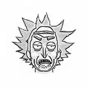 Rick and Morty characters exploring a pixelated mountain range tattoo design idea