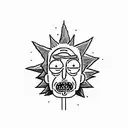 Rick and Morty characters exploring a pixelated mountain range tattoo design idea